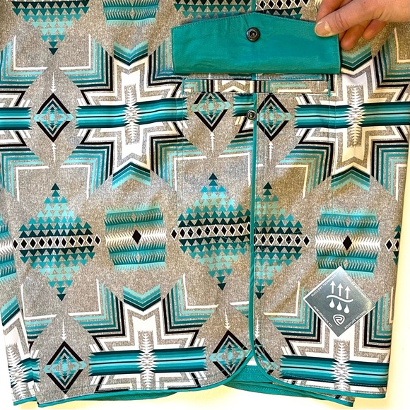 NWT Rock & Roll Denim 7" Board Shorts - Turquoise Southwest Pattern - Size XXL - Picture 3 of 8